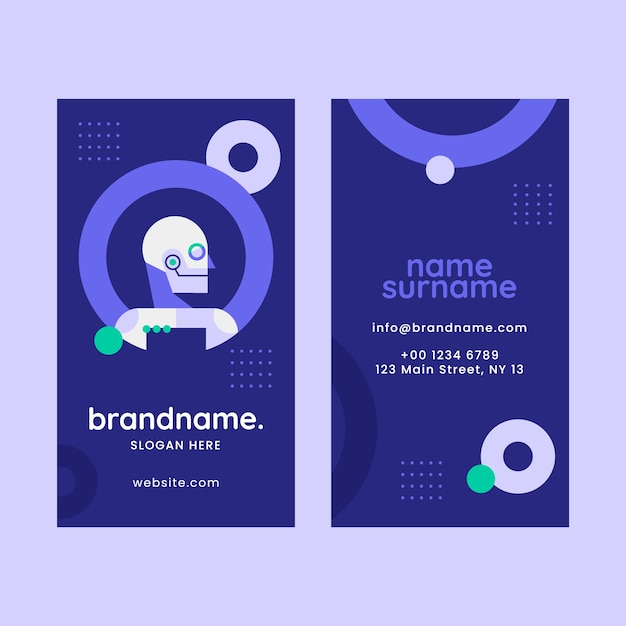 Free vector artificial intelligence vertical business card