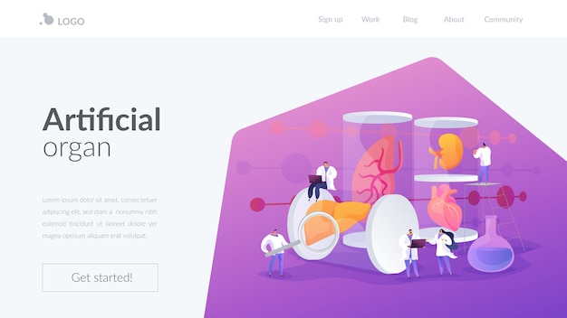 Artificial organ landing page template