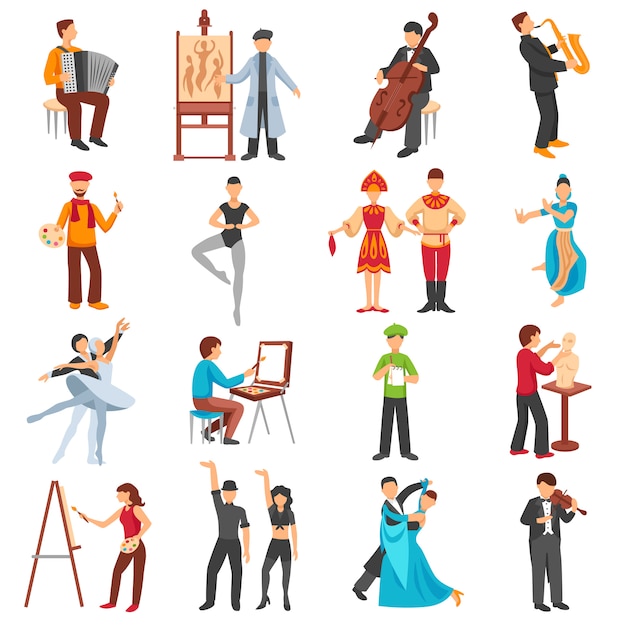 Free Vector  artist people icons set 