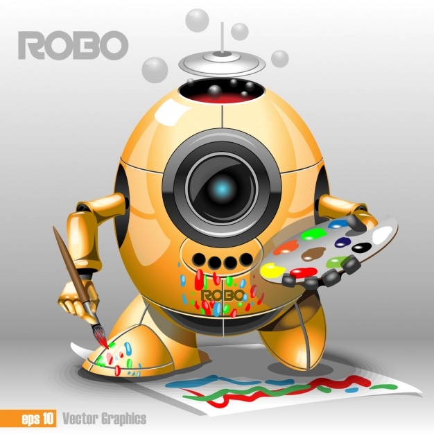 Free Vector artist robot  