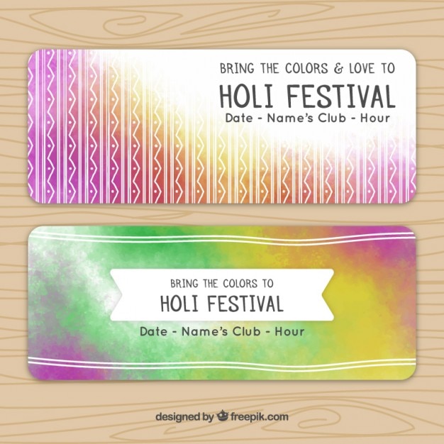 Free vector artistic abstract holi festival banners