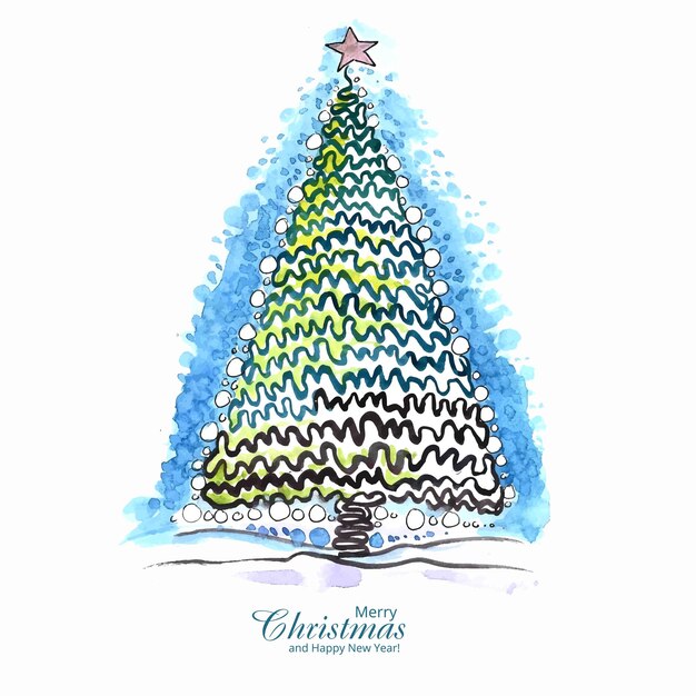 Artistic christmas line tree card design