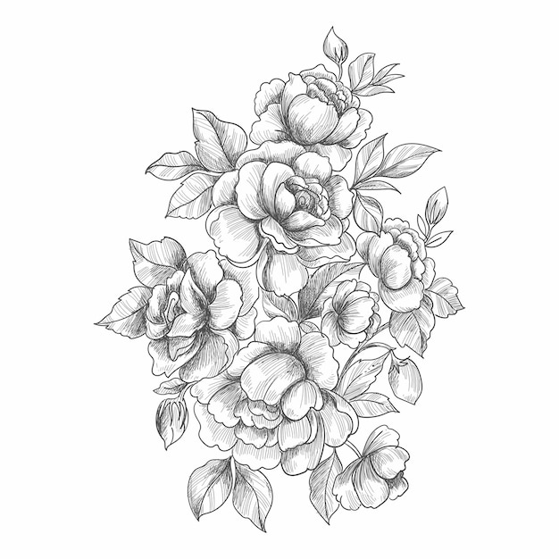 Free vector artistic decorative floral sketch