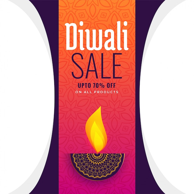 Free Vector artistic diwali diya sale poster design