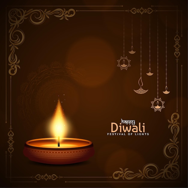 Artistic elegant Happy Diwali festival background with diya