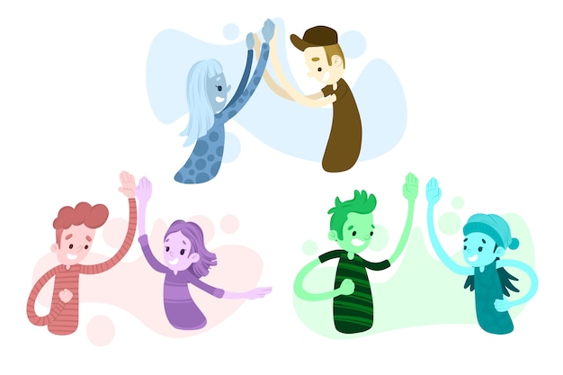 Free Vector artistic illustration with people giving high five