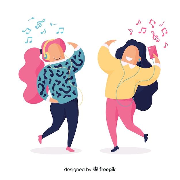 Free Vector artistic illustration with people listening music