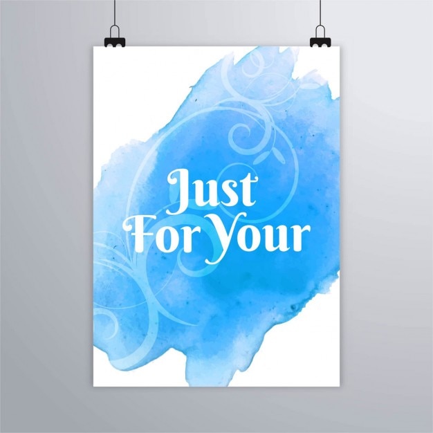 Free vector artistic poster with blue watercolor