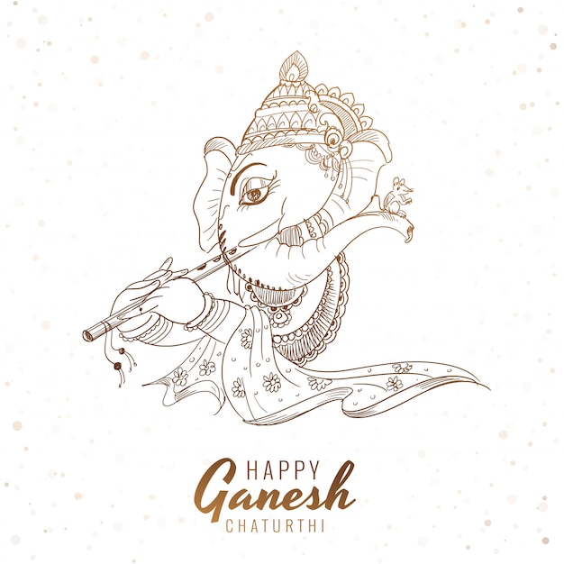 Free Vector artistic sketch ganesh chaturthi festival card background