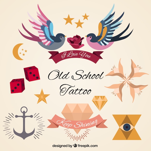 Free vector artistic tattoos set