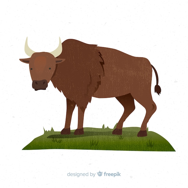 Free Vector artistic wildlife animal buffalo draw