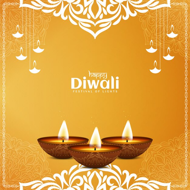 Artistic yellow color Happy Diwali elegant background