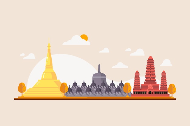 Free Vector asean building illustration