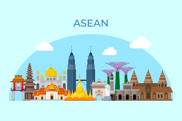 Asean buildings illustration