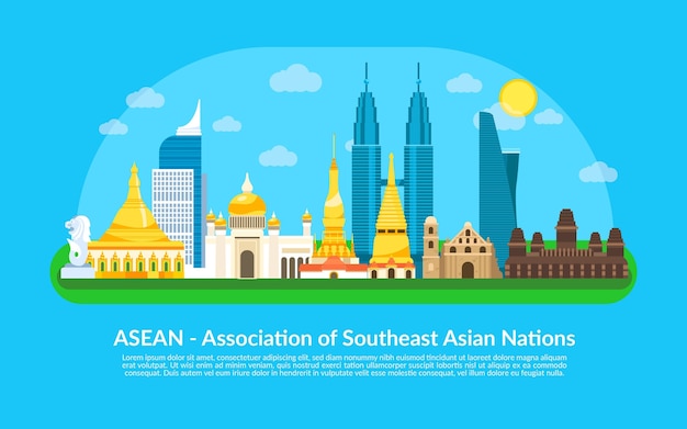 Free vector asean buildings illustration