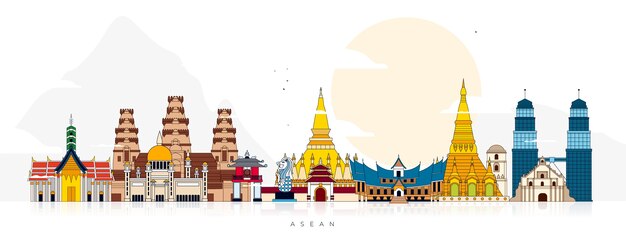 Asean buildings illustration