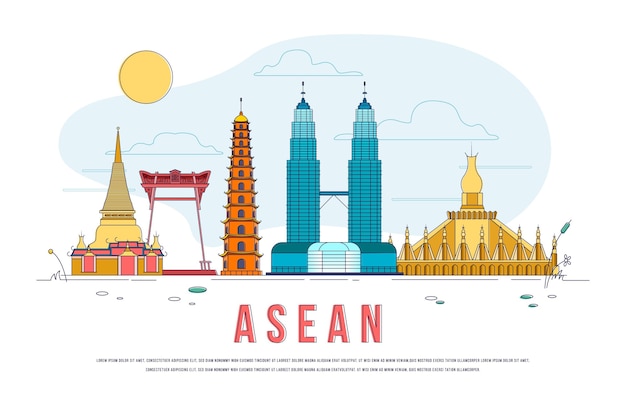 Asean buildings landmarks