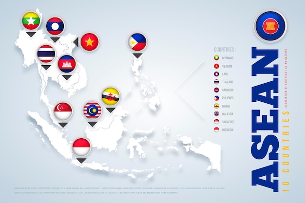 Free Vector asean map illustration