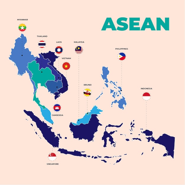 Free Vector asean map illustration