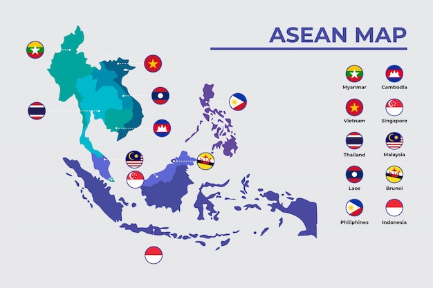 Free Vector asean map infographic