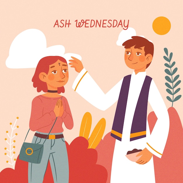 Ash wednesday celebration illustrated