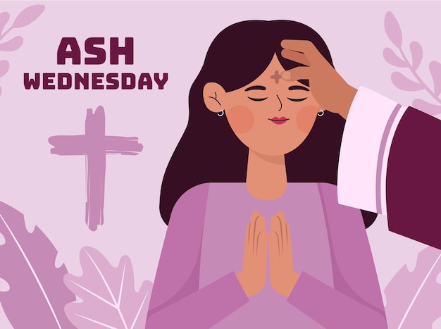 Ash wednesday celebration illustration