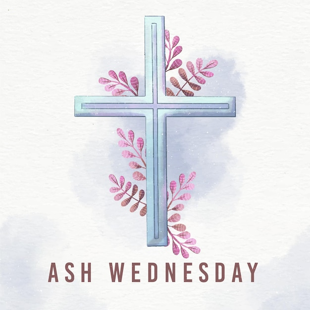 Free Vector ash wednesday cross in watercolor