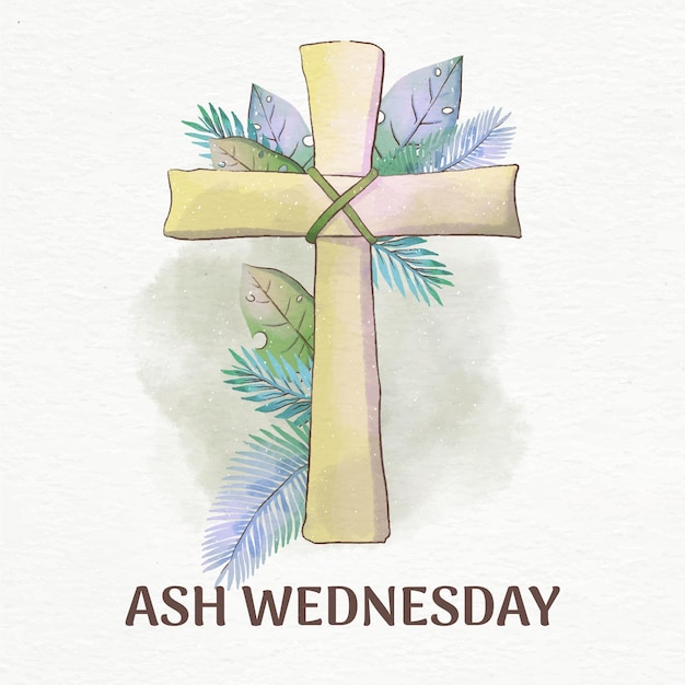 Free Vector ash wednesday cross in watercolor