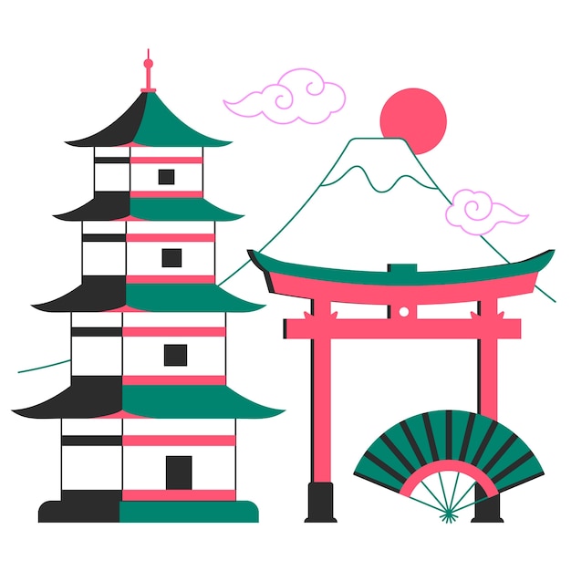 Free Vector asia  concept illustration