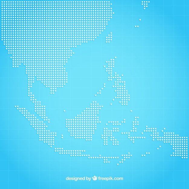 Asia map background with dots