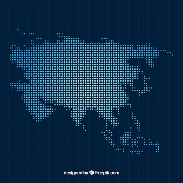 Asia map background with dots