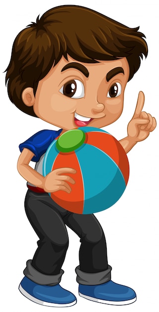 Free Vector asian boy holding color ball