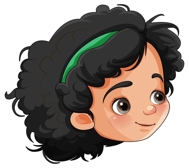 Free Vector asian girl head cartoon character