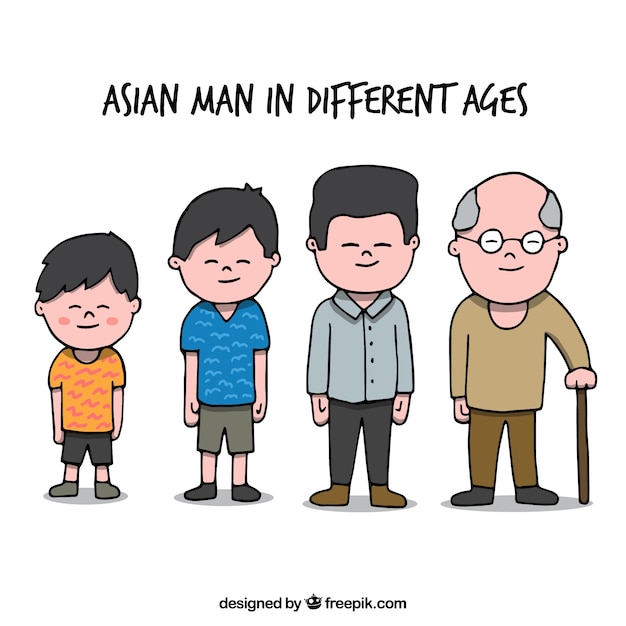 Free Vector asian man in different ages