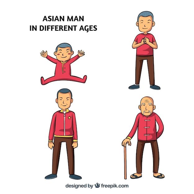 Asian men collection in different ages