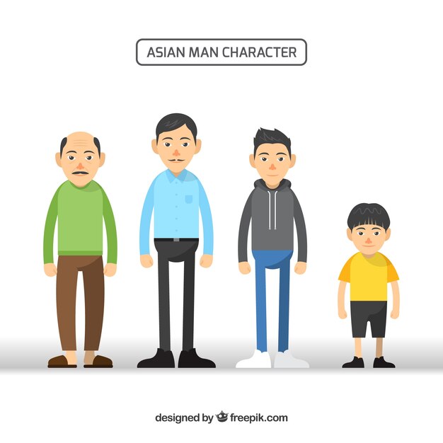 Asian men collection in different ages