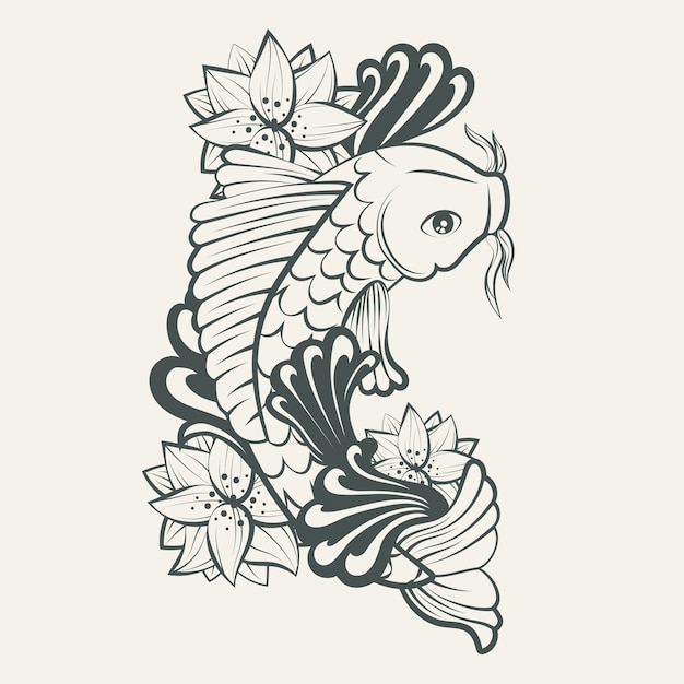 Free Vector asian style koi dragon illustration