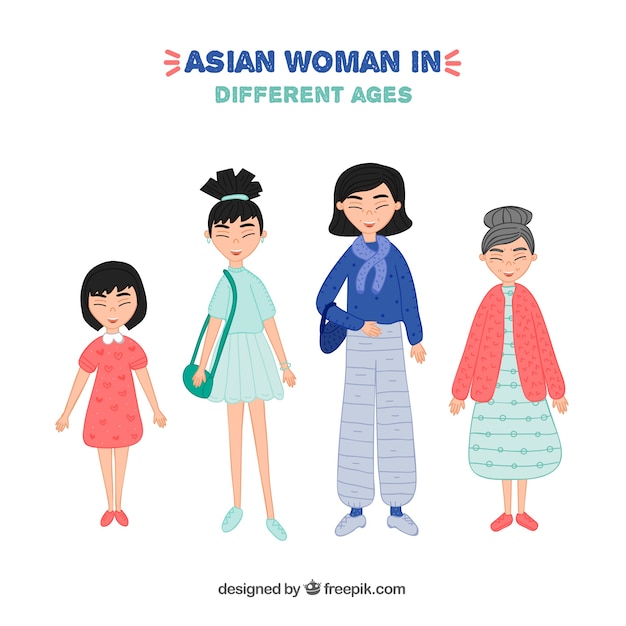 Free Vector asian woman in different ages