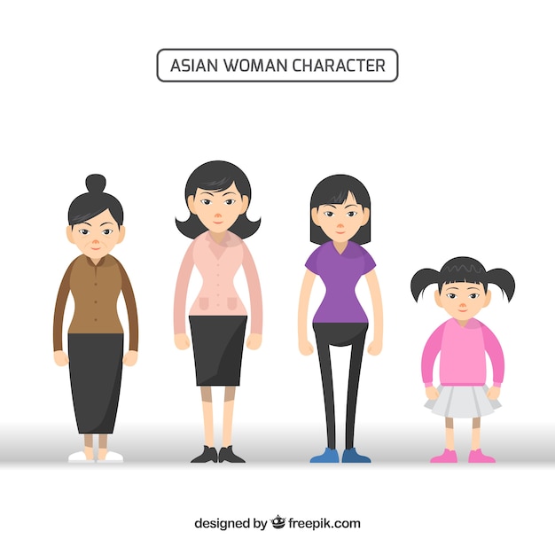 Free Vector asian woman in different ages