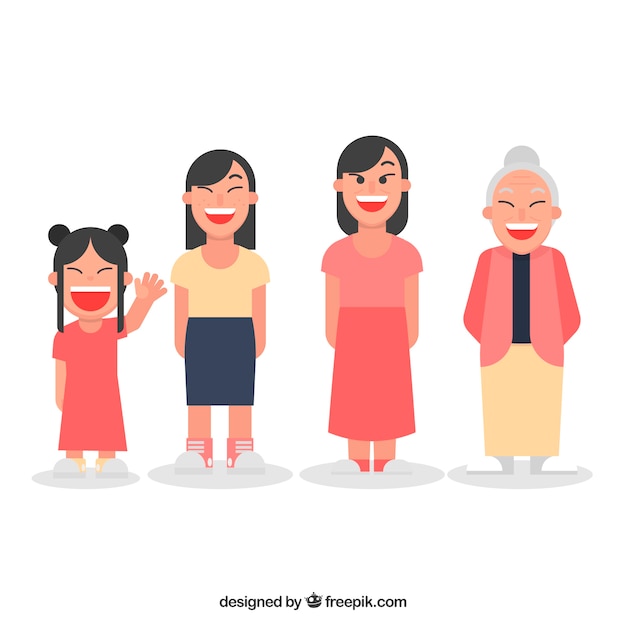 Free vector asian woman in different ages