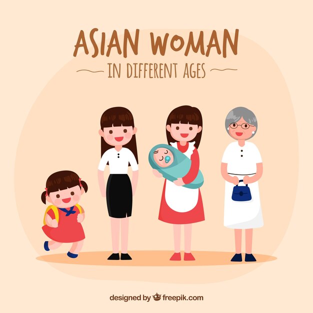 Asian women collection in different ages