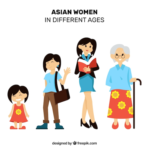 Asian women collection in different ages