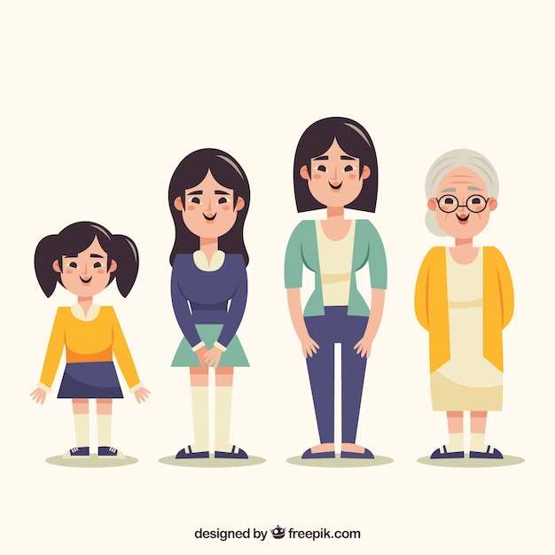 Free Vector asian women collection in different ages