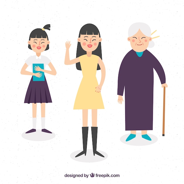 Free Vector asian women in different ages