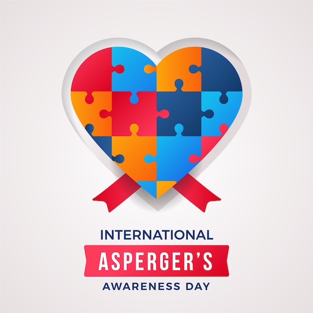 Asperger's awareness day flat design heart puzzle