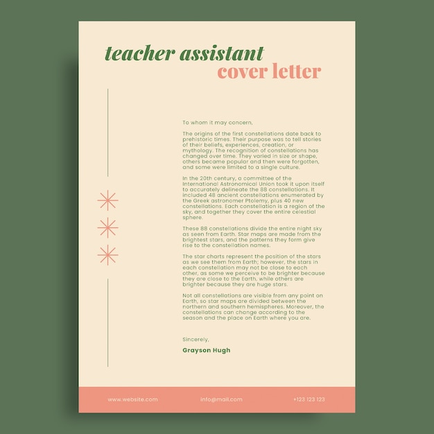 Assistant letter template design