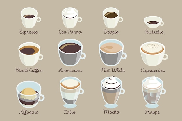 Free Vector assortment of coffee varieties