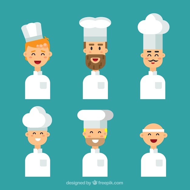 Free Vector assortment of cooks in flat design