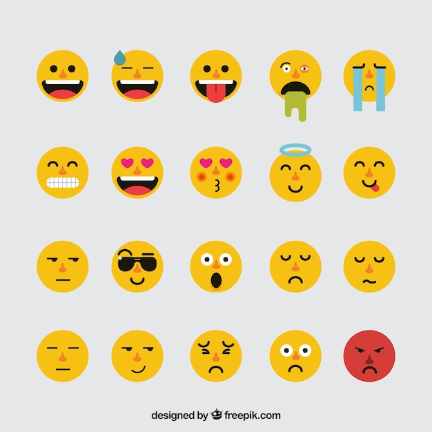 Assortment of fantastic flat emoticons