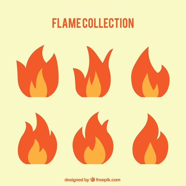 Assortment of flames in flat design